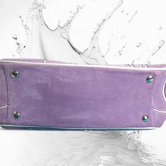 Vintage COACH Optic Signature Tote Handbag in purple Suede Y2K - Picture 10 of 11